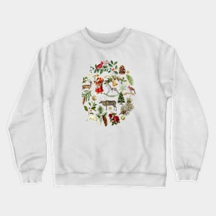 Winter Holidays Vintage Illustrations Collage Crewneck Sweatshirt